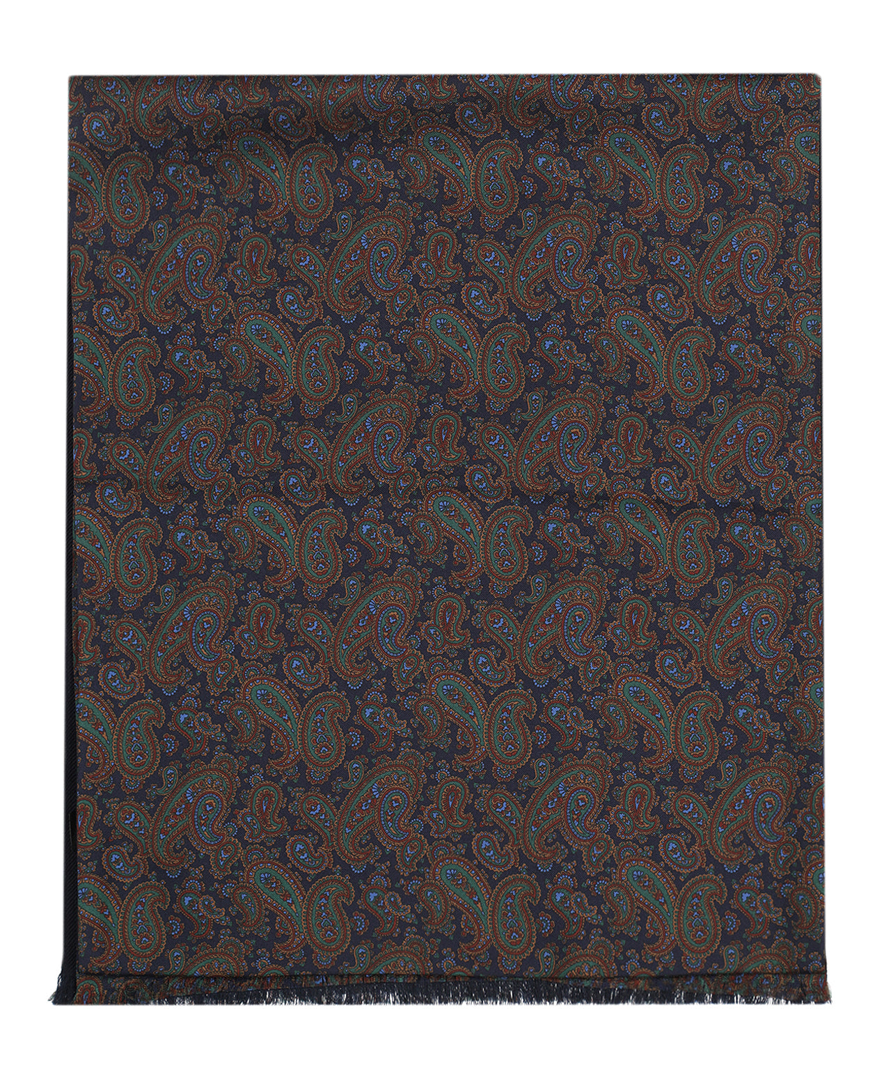 Sjaal Zijde/Wol | Navy Paisley Groen