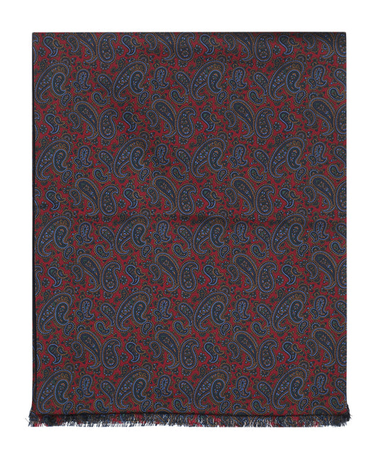 Sjaal Zijde/Wol | Rood Paisley Navy