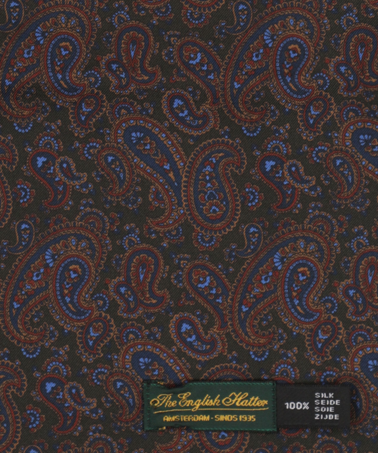 Sjaal Zijde/Wol | Groen Paisley Navy