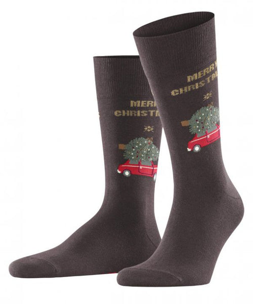 Kerst auto heren sokken | Bruin
