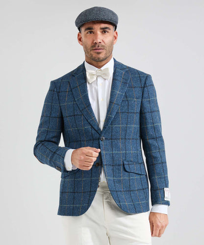 Harris Tweed Colbert | Blauw melange ruit