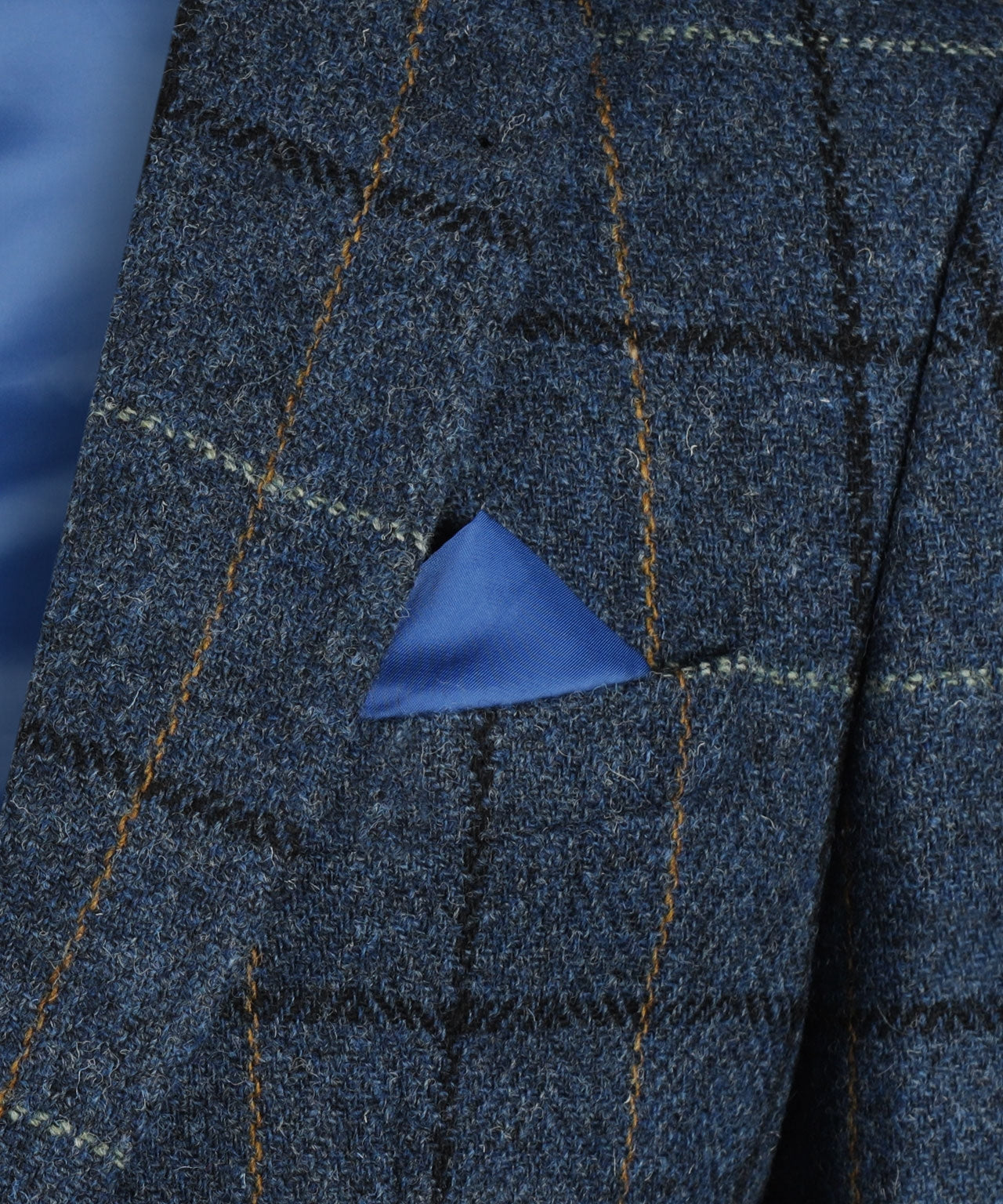 Harris Tweed Colbert | Blauw melange ruit