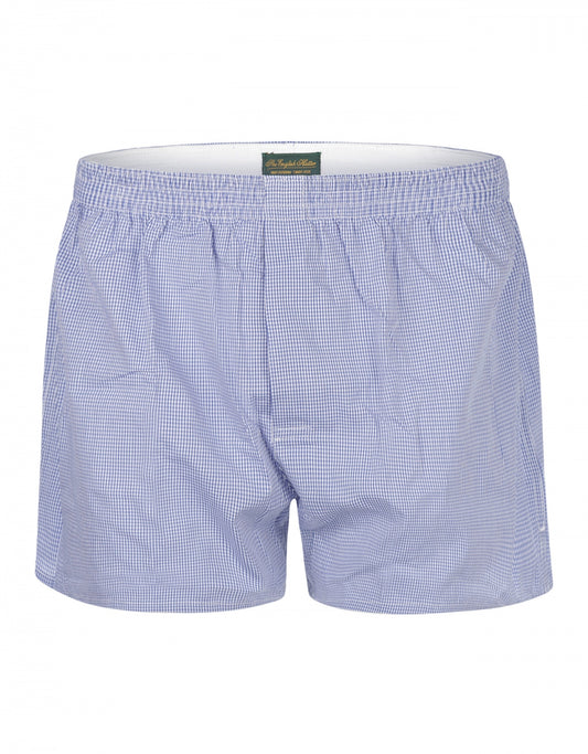 Boxershort katoen | Blauw Ruit Fijn