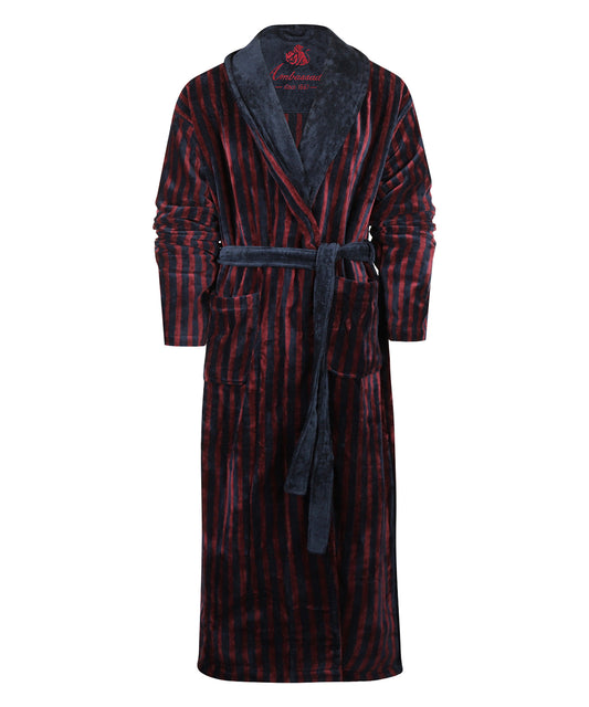 Velour Kamerjas | Navy/Burgundy stripe