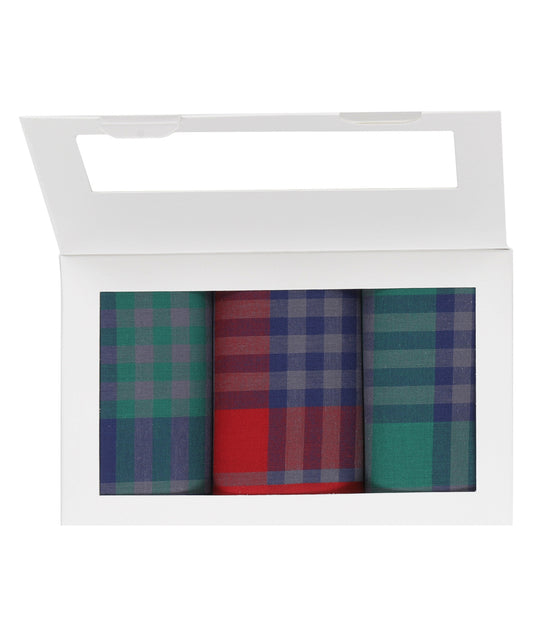 Zakdoek 3-Box | Green Red Navy Tartan