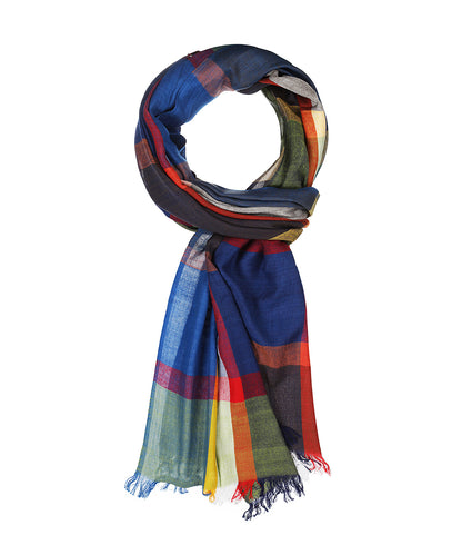 Streep sjaal | Blauw Multi Ruit
