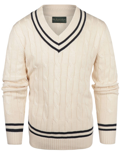 Cricket-Pullover mit V-Ausschnitt | Weiß