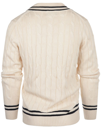 Cricket-Pullover mit V-Ausschnitt | Weiß