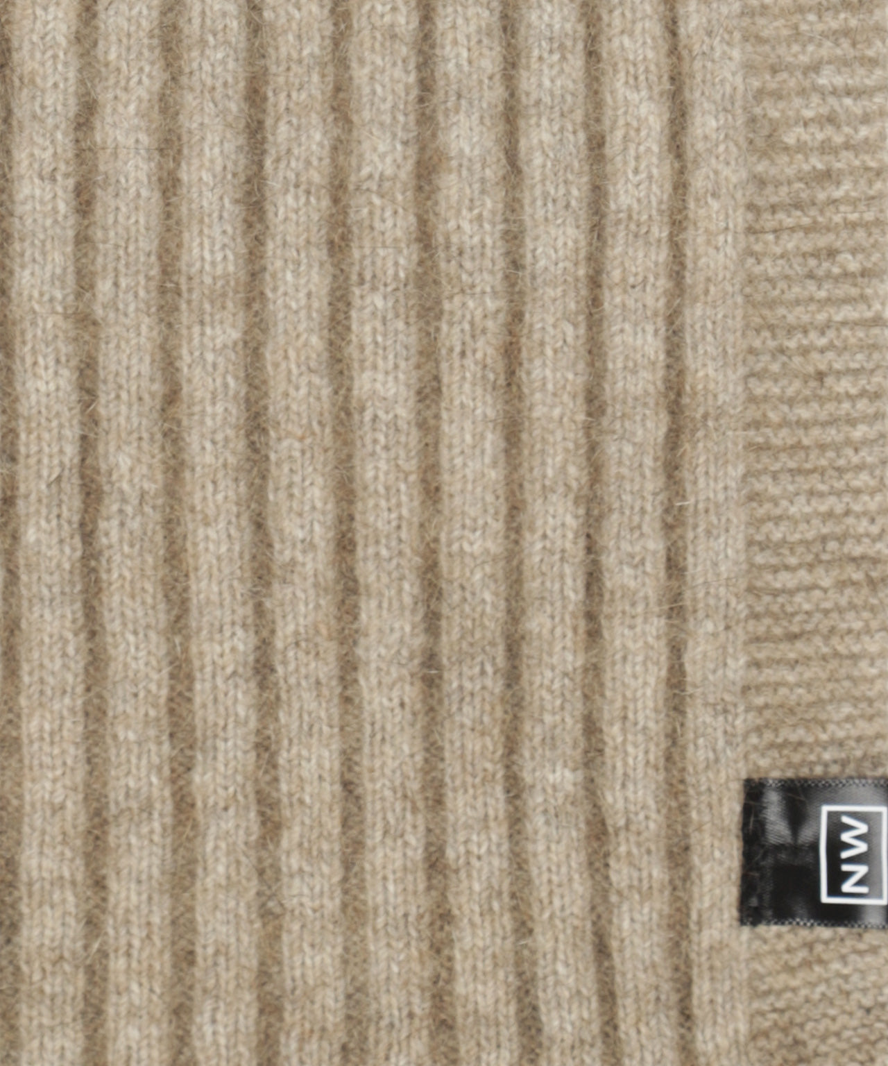 Gerippter Schal aus Merinowollmischung 165x16 | Beige