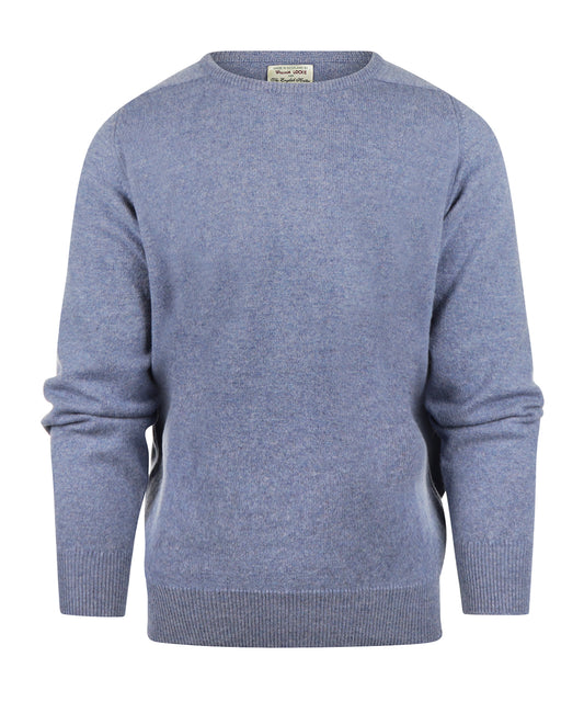 William Lockie Rundhalspullover aus Lammwolle *im Angebot* | Blauer Lovat