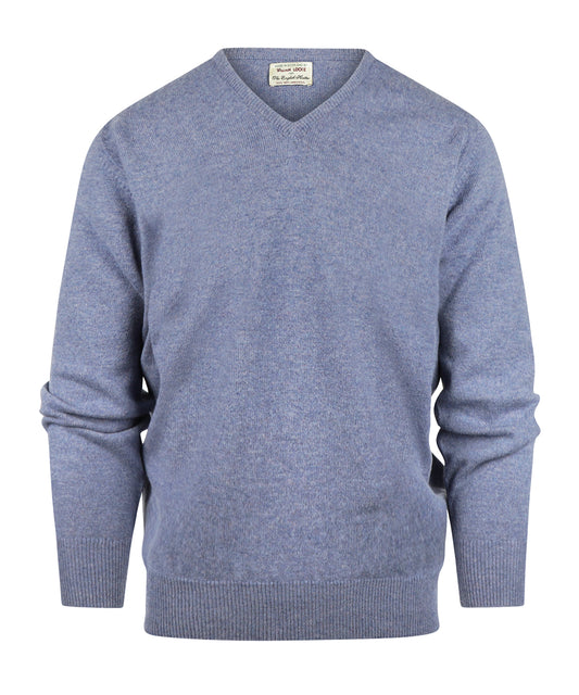 Pullover mit V-Ausschnitt aus Lammwolle *Sale* | Blue Lovat