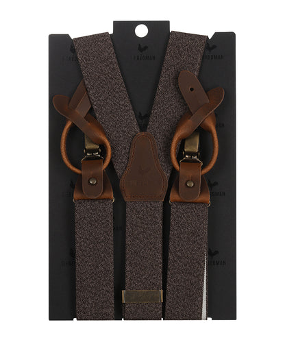 Luxuriöse Lederhosenträger mit Clips und Laschen | Braun