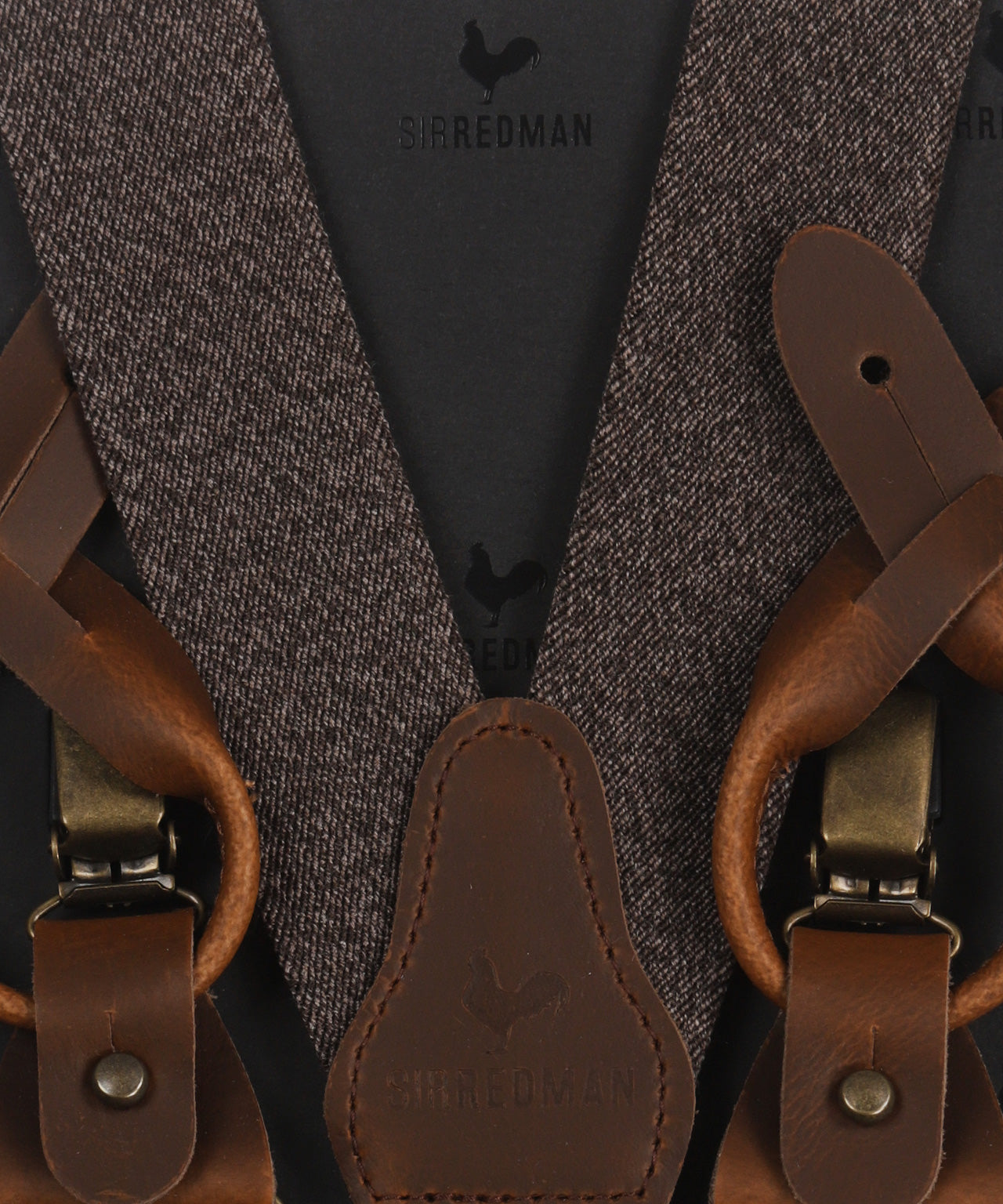 Luxuriöse Lederhosenträger mit Clips und Laschen | Braun