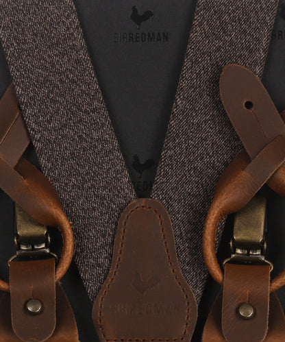 Luxuriöse Lederhosenträger mit Clips und Laschen | Braun