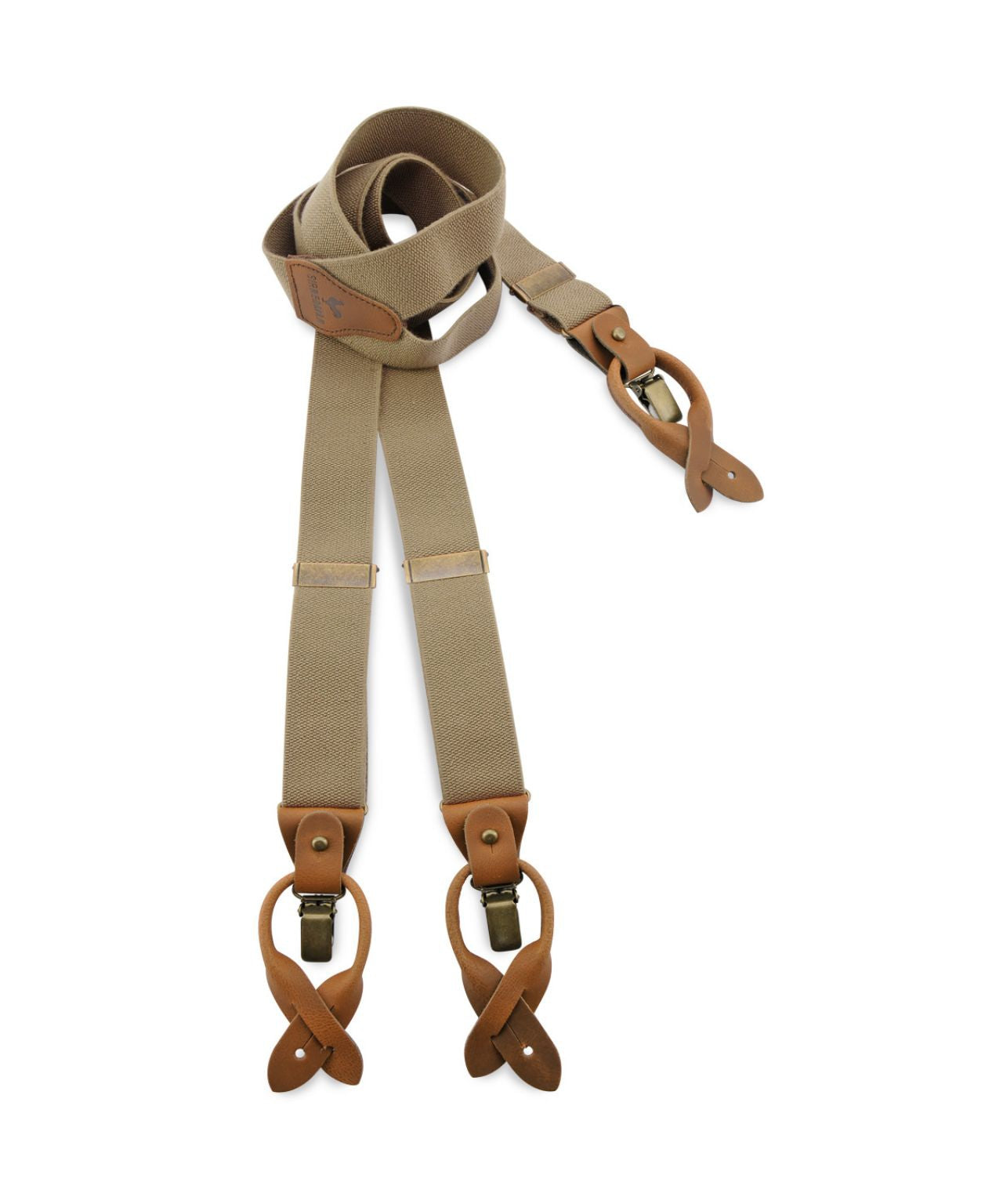 Luxuriöse Lederhosenträger mit Clips und Laschen | Braun