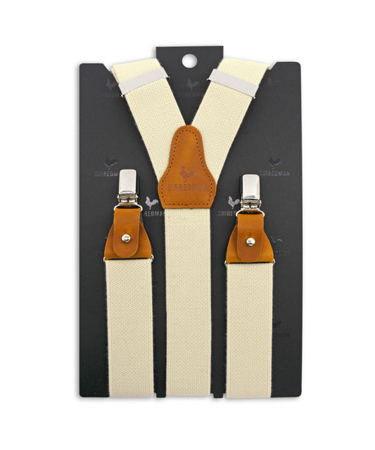 Luxe Bretels Clip/Leer | Ecru