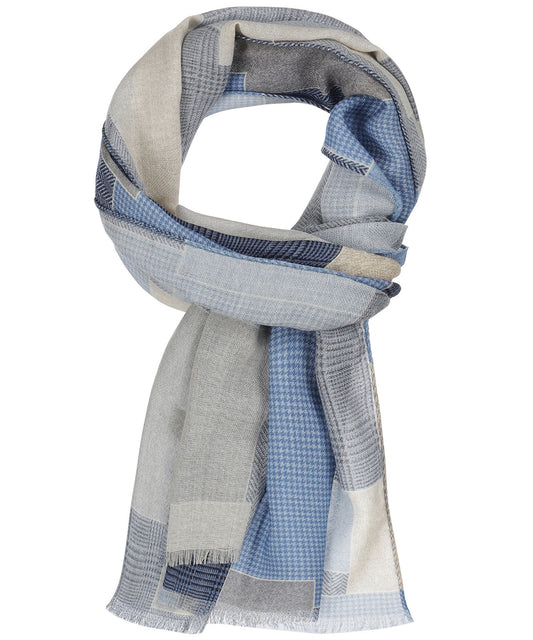 Sjaal Patchwork Wol | Grijs Blauw