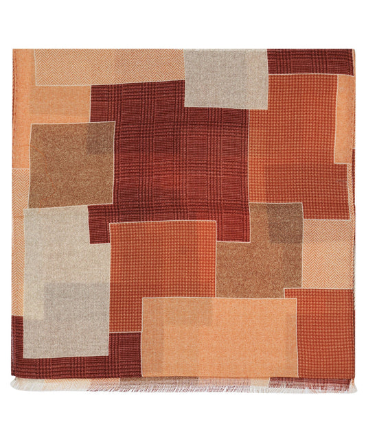 Sjaal Patchwork Wol | Beige Oranje