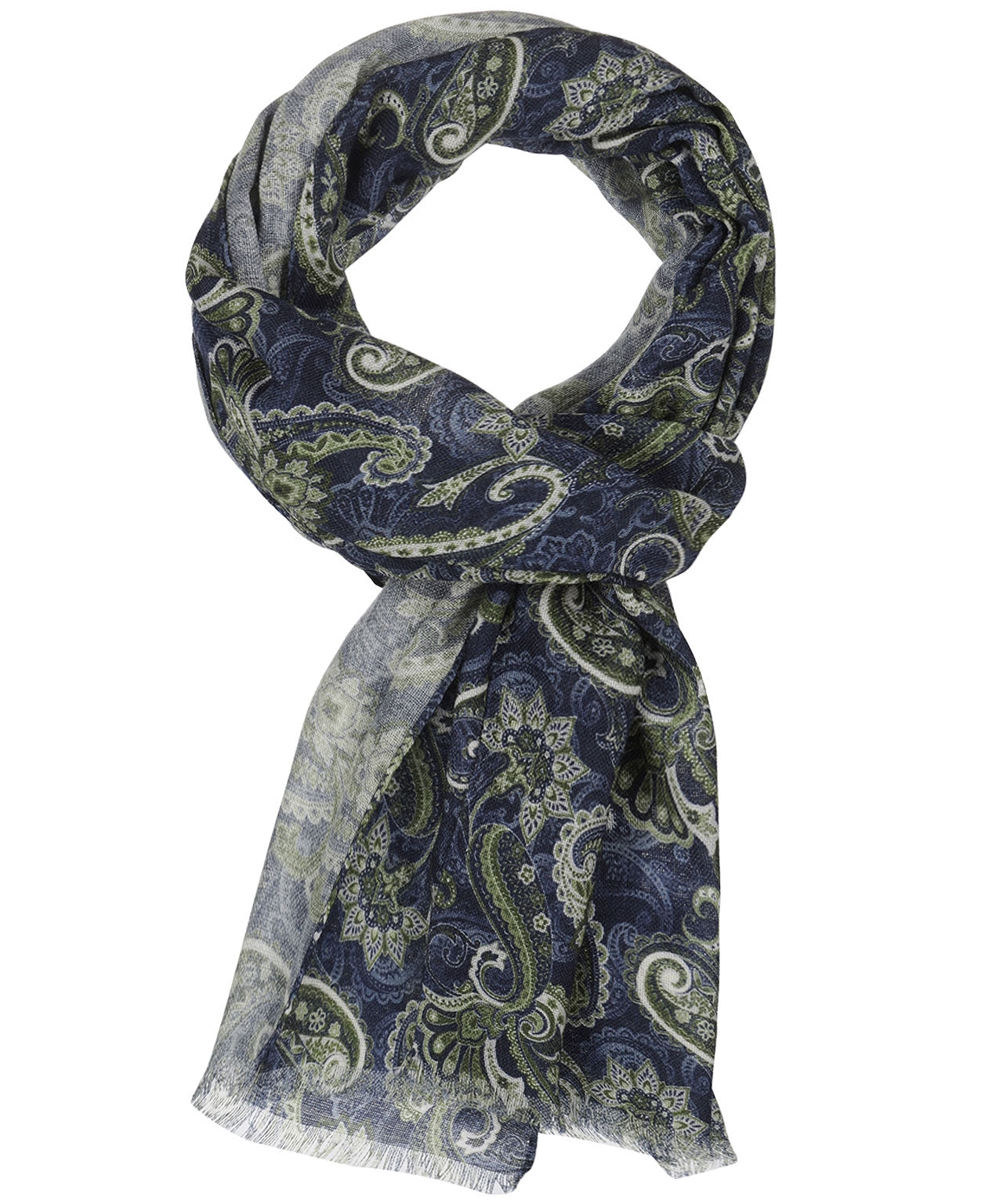 Sjaal 100%Wol | Navy Groen Paisley