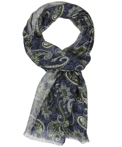 Sjaal 100%Wol | Navy Groen Paisley
