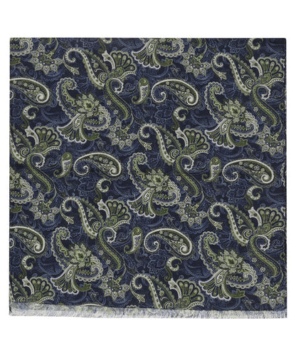 Sjaal 100%Wol | Navy Groen Paisley