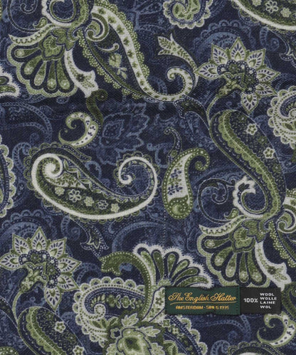 Sjaal 100%Wol | Navy Groen Paisley