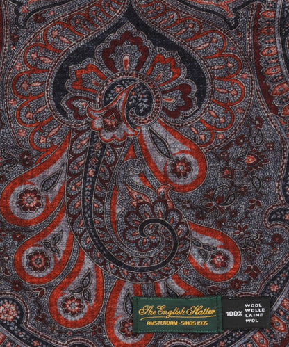 Sjaal 100%Wol | Bordeaux Grijs Paisley Print
