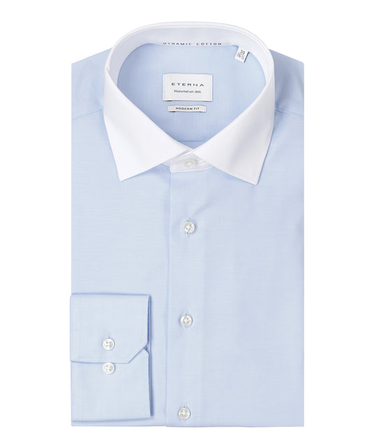 Shirt katoen SW | Lichtblauw Wit Boord