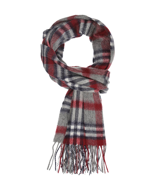 Wol Cashmere Sjaal | Grijs Bordeaux Multi