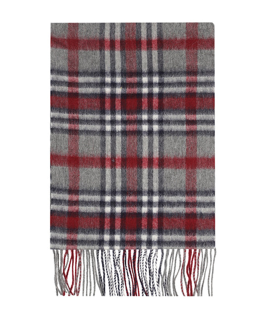 Wol Cashmere Sjaal | Grijs Bordeaux Multi