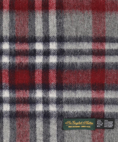 Sjaal Wol/Cashmere 30X190 | Grijs Bordeaux Multi