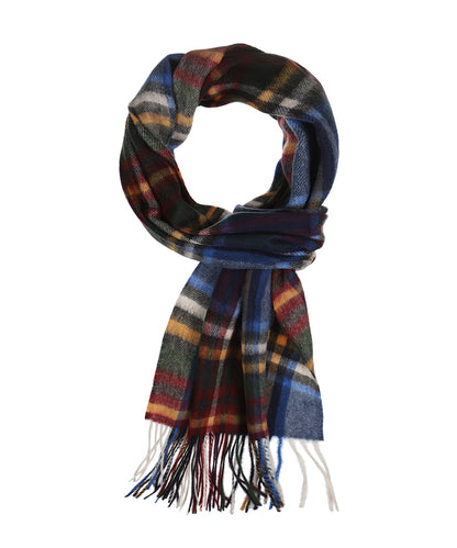 Sjaal Wol/Cashmere 30X190 | Blauw Bordeaux Multi