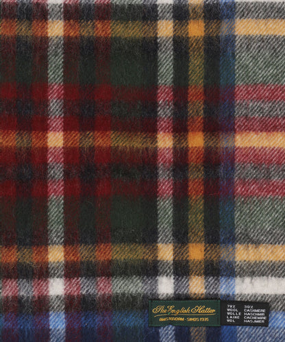 Sjaal Wol/Cashmere 30X190 | Blauw Bordeaux Multi