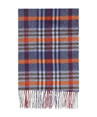 Sjaal Wol/Cashmere 30X190 | Donkerblauw Oranje Multi