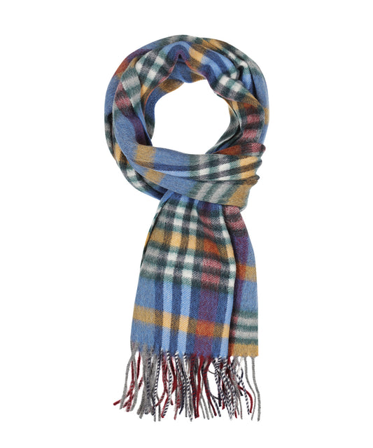 Wol Cashmere Sjaal | Donkerblauw Bordeaux Multi