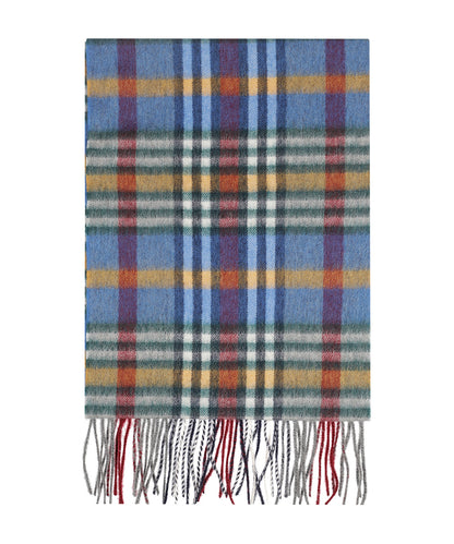 Sjaal Wol/Cashmere 30X190 | Donkerblauw Bordeaux Multi