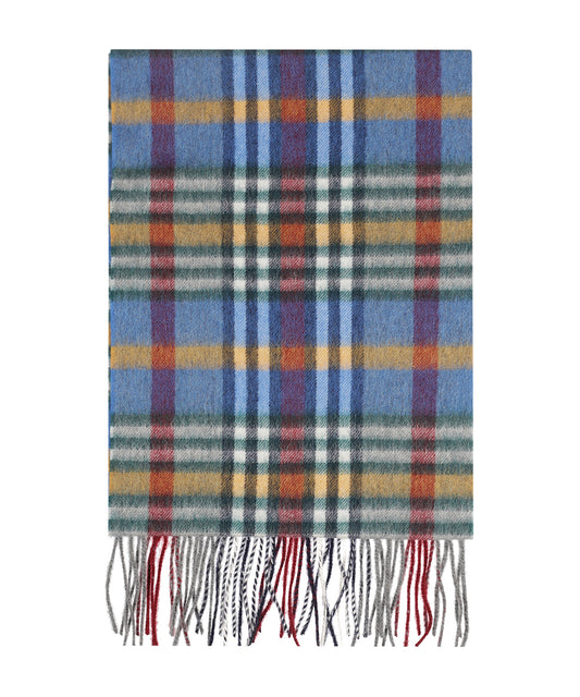 Wol Cashmere Sjaal | Donkerblauw Bordeaux Multi