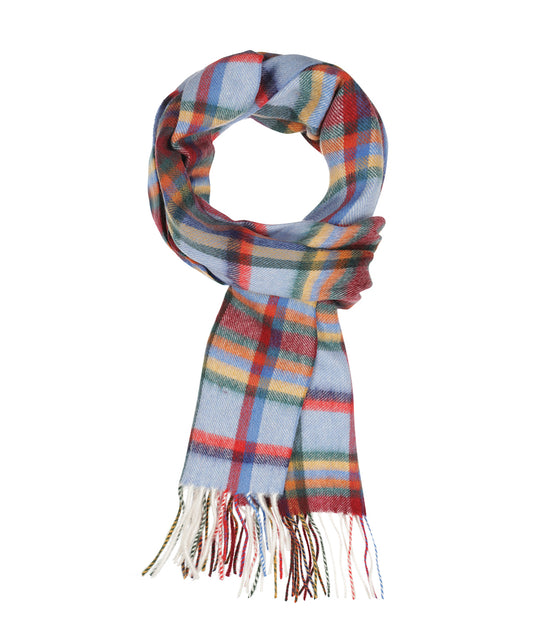 Wol Cashmere Sjaal | Lichtblauw Bordeaux Multi