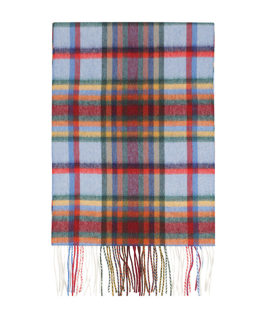 Wol Cashmere Sjaal | Lichtblauw Bordeaux Multi