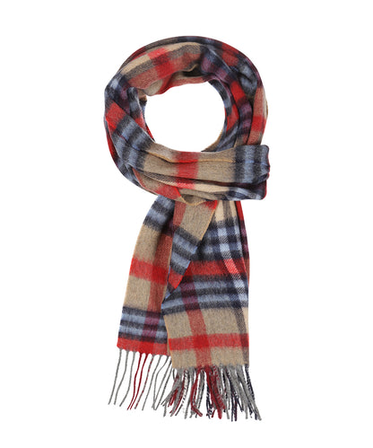 Sjaal Wol/Cashmere 30X190 | Beige Paars Multi