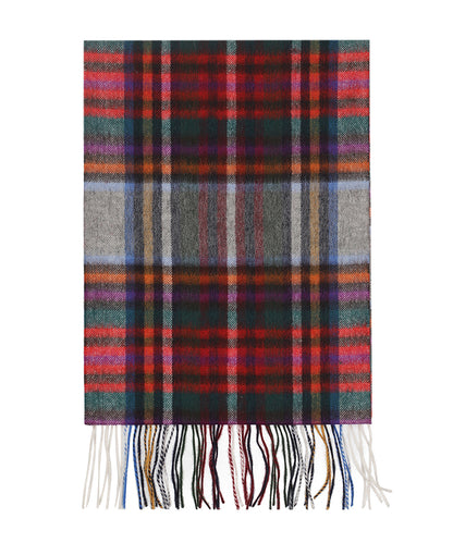Sjaal Wol/Cashmere 30X190 | Grijs Rood Multi