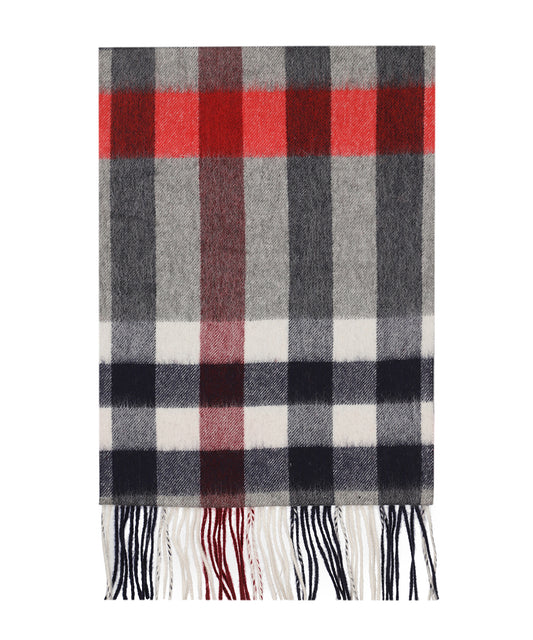 Sjaal Wol/Cashmere 30X190 | Rood Grijs Multi