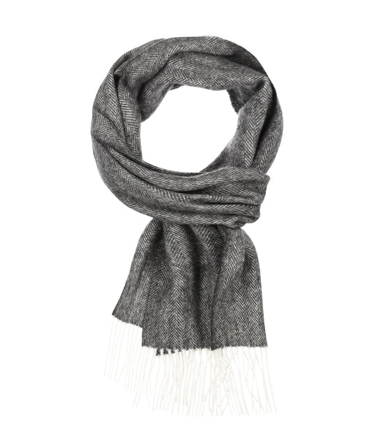 Sjaal 100% Wol | Grijs Herringbone