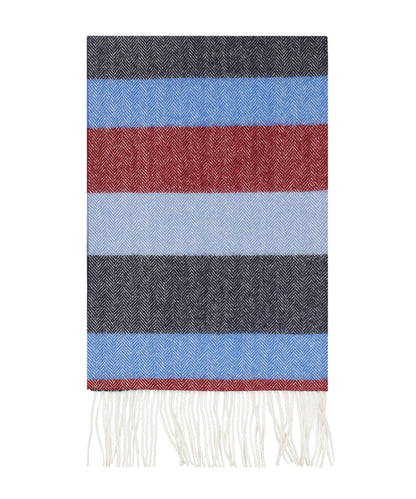 Sjaal 100% Wol | Blauw Bordeaux Blok