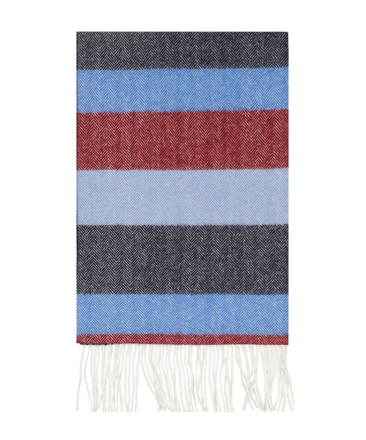 Sjaal 100% Wol | Blauw Bordeaux Blok