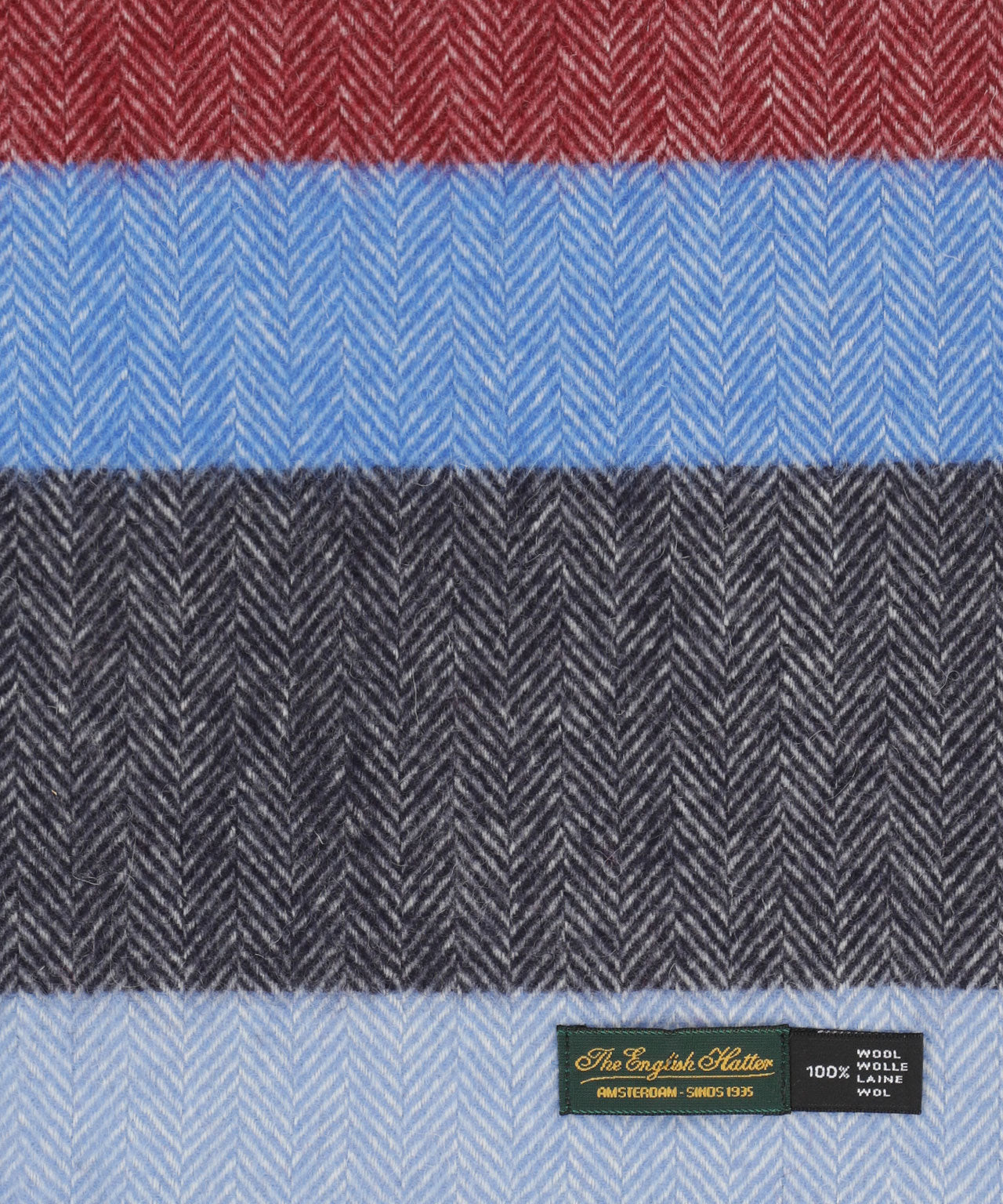 Sjaal 100% Wol | Blauw Bordeaux Blok