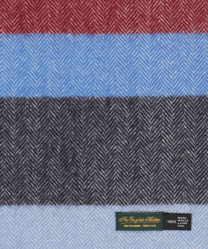 Sjaal 100% Wol | Blauw Bordeaux Blok