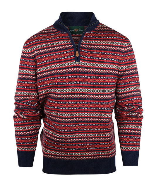 Fair-Isle-Polopullover | Denimblau