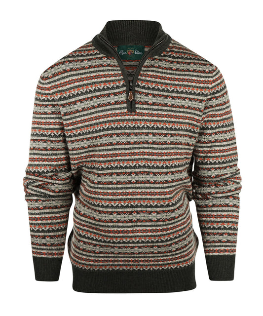 Fair-Isle-Polopullover | Grün
