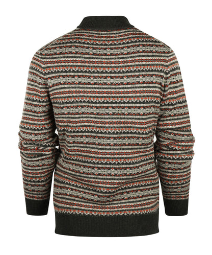 Fairisle Polo Pullover | Seaweed Base/Oranje Design
